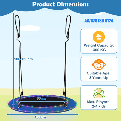 100cm Saucer Tree Swing with LED Lights for Kids-Blue