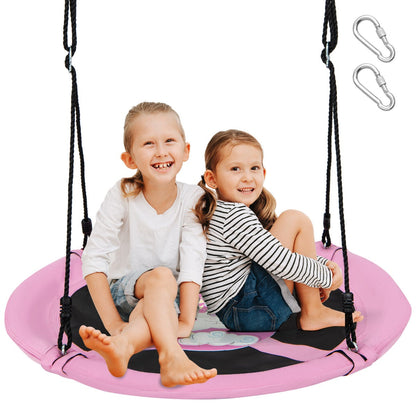 100cm Saucer Tree Swing for Kids with Adjustable Ropes and Carabiners