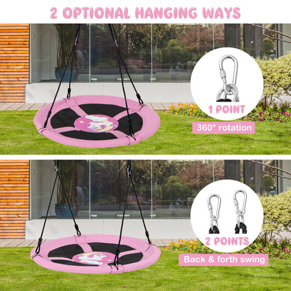 100cm Saucer Tree Swing for Kids with Adjustable Ropes and Carabiners