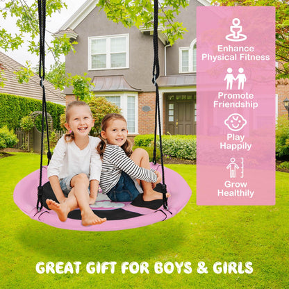 100cm Saucer Tree Swing for Kids with Adjustable Ropes and Carabiners