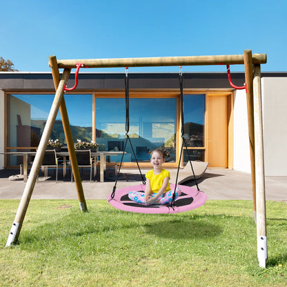 100cm Saucer Tree Swing for Kids with Adjustable Ropes and Carabiners