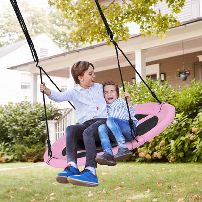 100cm Saucer Tree Swing for Kids with Adjustable Ropes and Carabiners