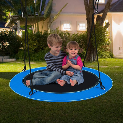 100cm LED Saucer Tree Swing for Kids, 300kg Capacity, Adjustable Ropes
