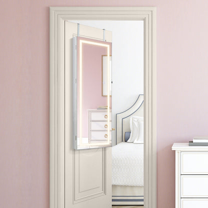 108 cm Jewelry Mirror Cabinet with 3-Color LED Lights and Interior Mirror-White