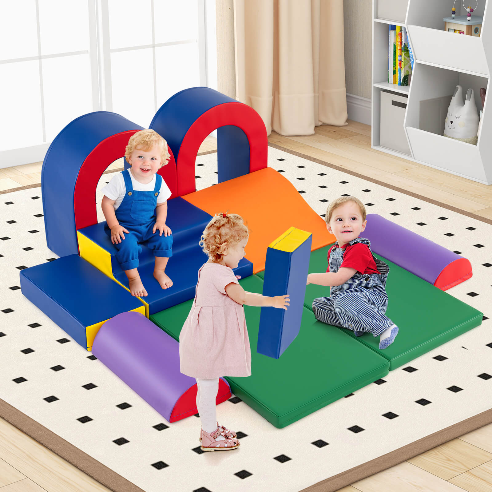 10-Piece Foam Climbing Blocks for Crawling Climbing and Sliding-Multicolour
