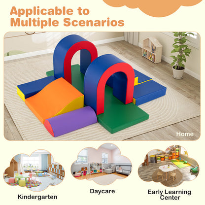 10-Piece Foam Climbing Blocks for Crawling Climbing and Sliding-Multicolour