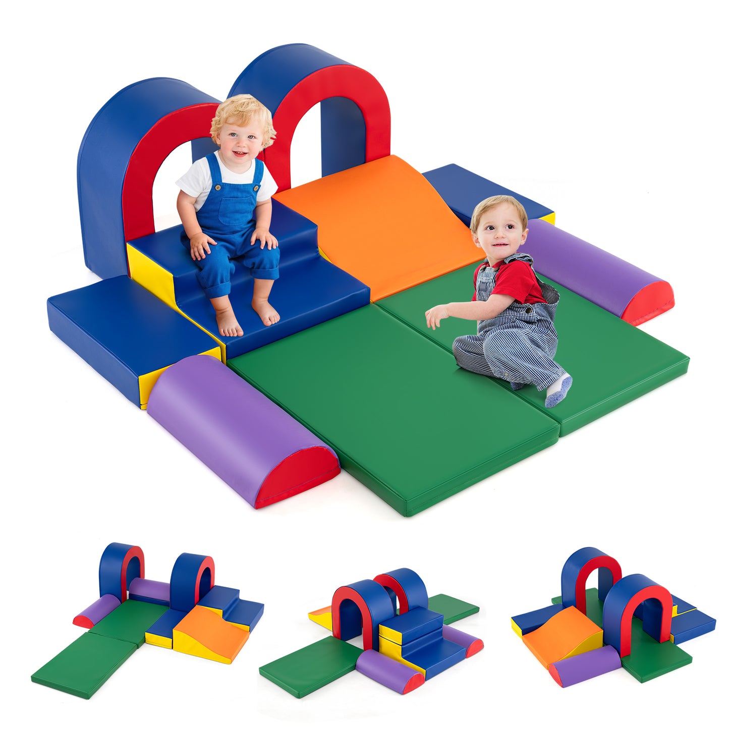 10-Piece Foam Climbing Blocks for Crawling Climbing and Sliding-Multicolour