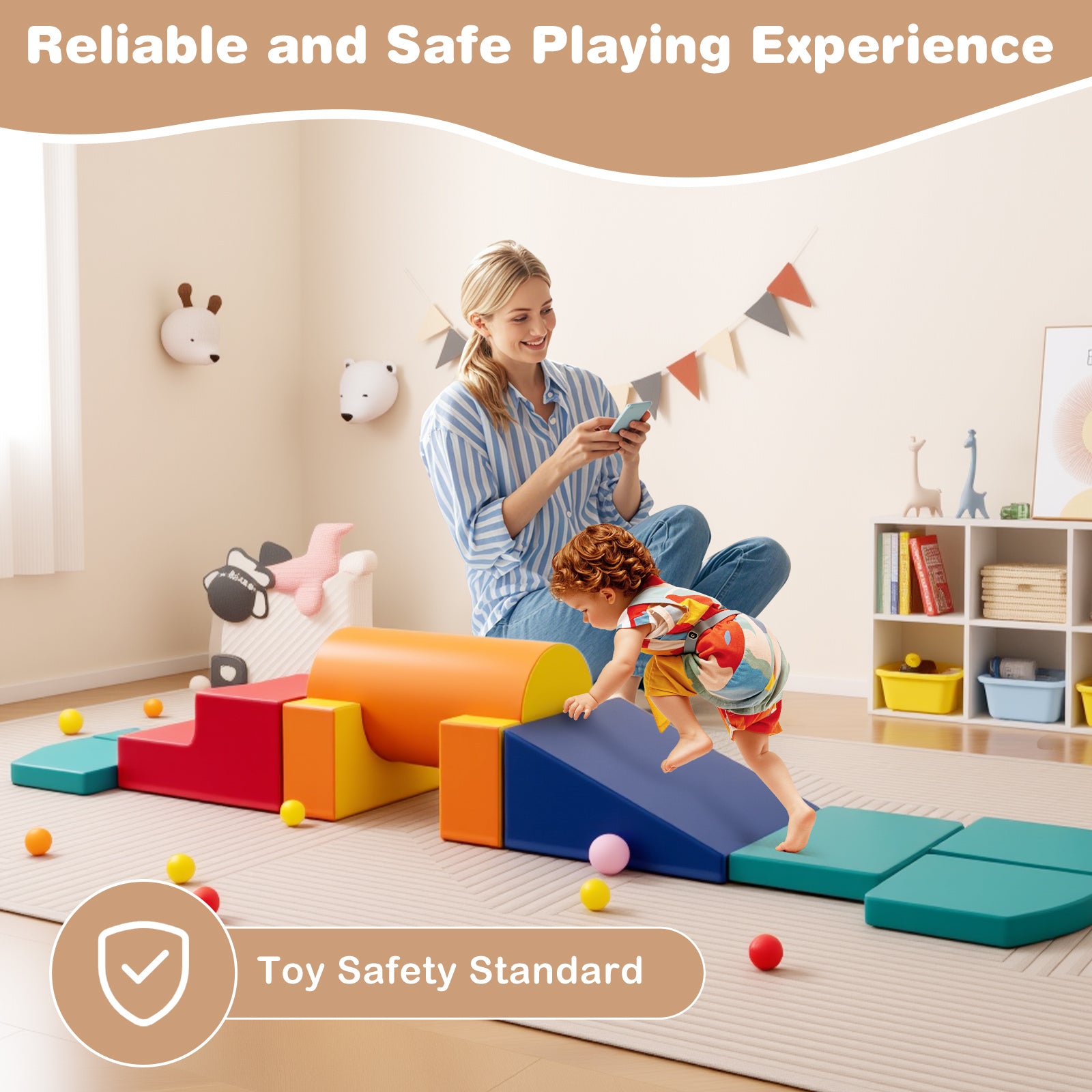 10-Piece Soft Foam PU Leather Climbing Toys Building Blocks for Toddlers-Colourful