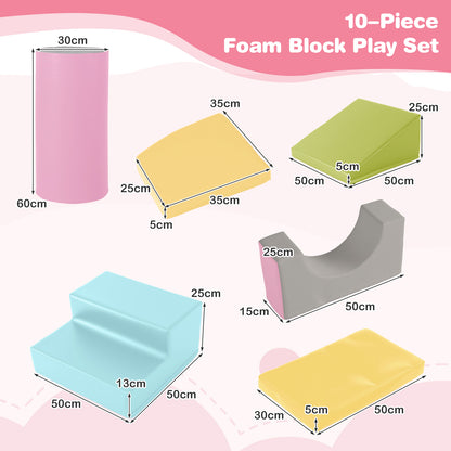 10-Piece Soft Foam PU Leather Climbing Toys Building Blocks for Toddlers-Yellow