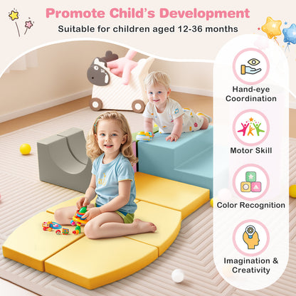 10-Piece Soft Foam PU Leather Climbing Toys Building Blocks for Toddlers-Yellow
