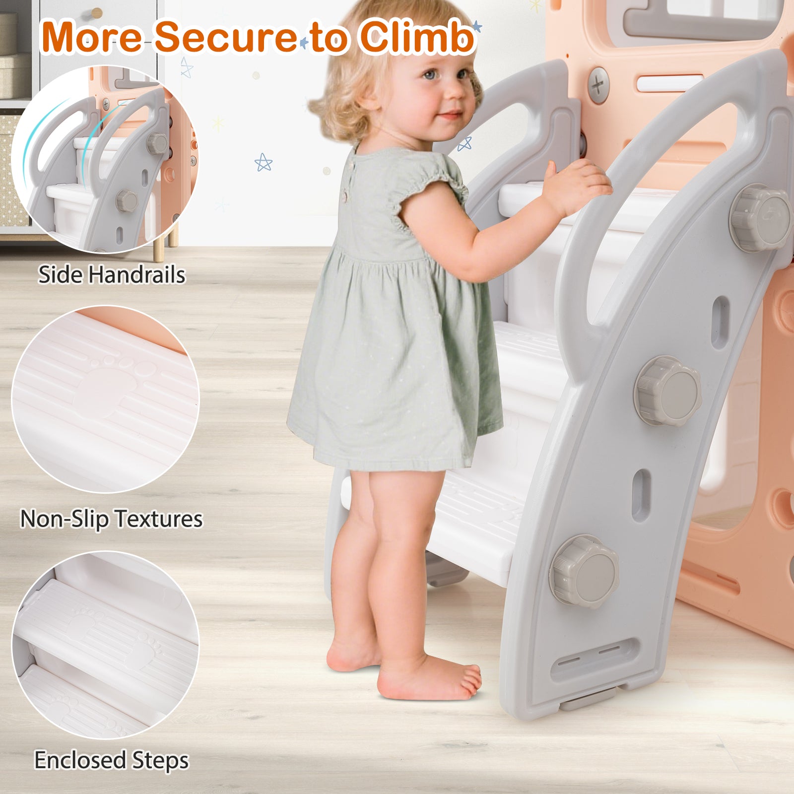 10 in 1 Toddler Swing and Slide Set with Basketball Hoop and Storage Space-Pink
