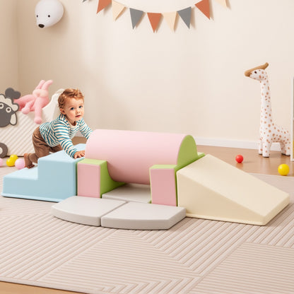 10-Piece Soft Foam PU Leather Climbing Toys Building Blocks for Toddlers-Macaron