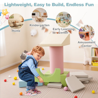10-Piece Soft Foam PU Leather Climbing Toys Building Blocks for Toddlers-Macaron