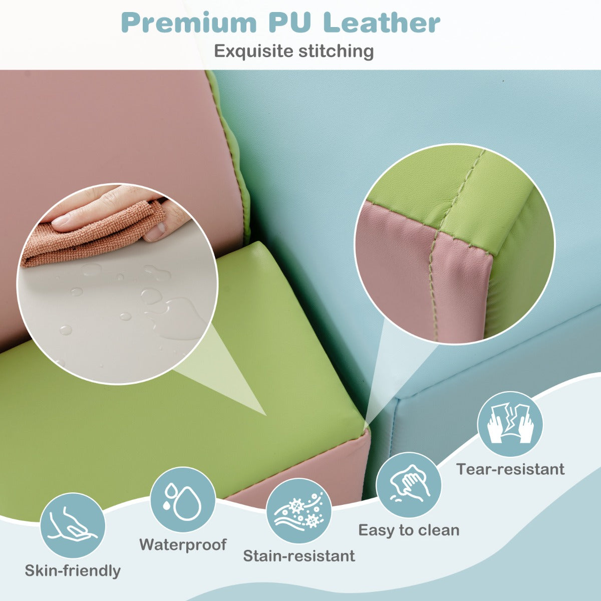 10-Piece Soft Foam PU Leather Climbing Toys Building Blocks for Toddlers-Macaron