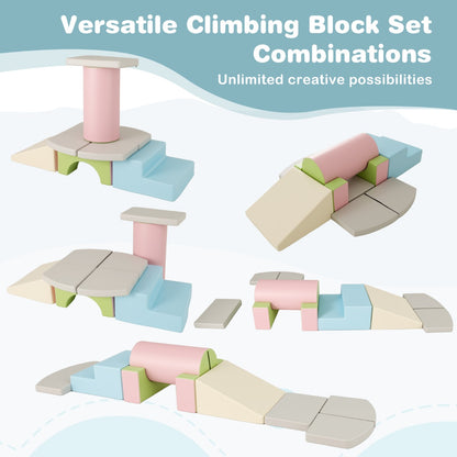 10-Piece Soft Foam PU Leather Climbing Toys Building Blocks for Toddlers-Macaron