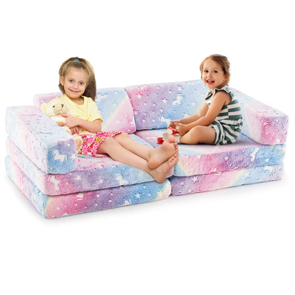 10 Pieces Modular Toddler Sectional Sofa Glow in the Dark-Colourful