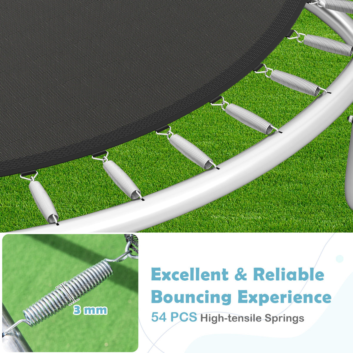 10FT Outdoor Trampoline with Safety Enclosure Net-Black