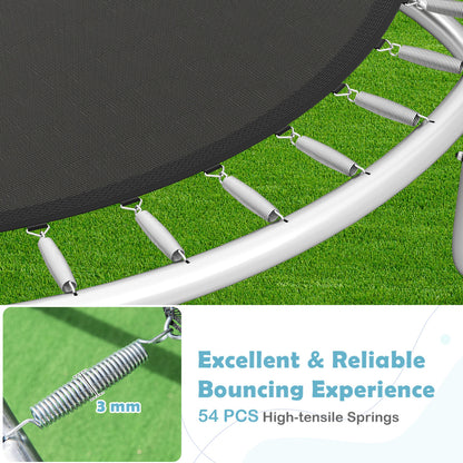 10FT Outdoor Trampoline with Safety Enclosure Net-Black