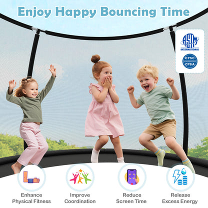 10FT Outdoor Trampoline with Safety Enclosure Net-Black