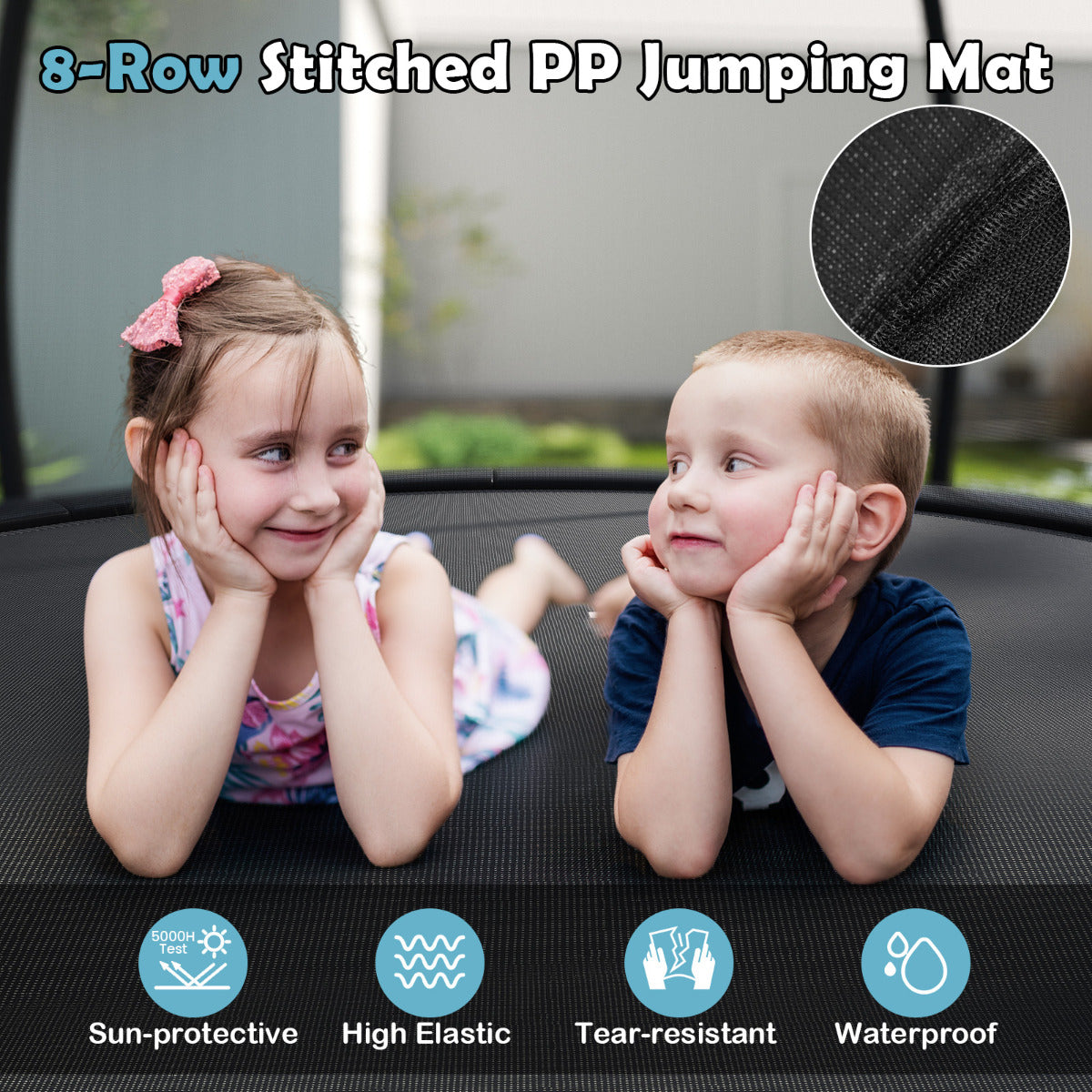 10FT Outdoor Trampoline with Safety Enclosure Net-Black