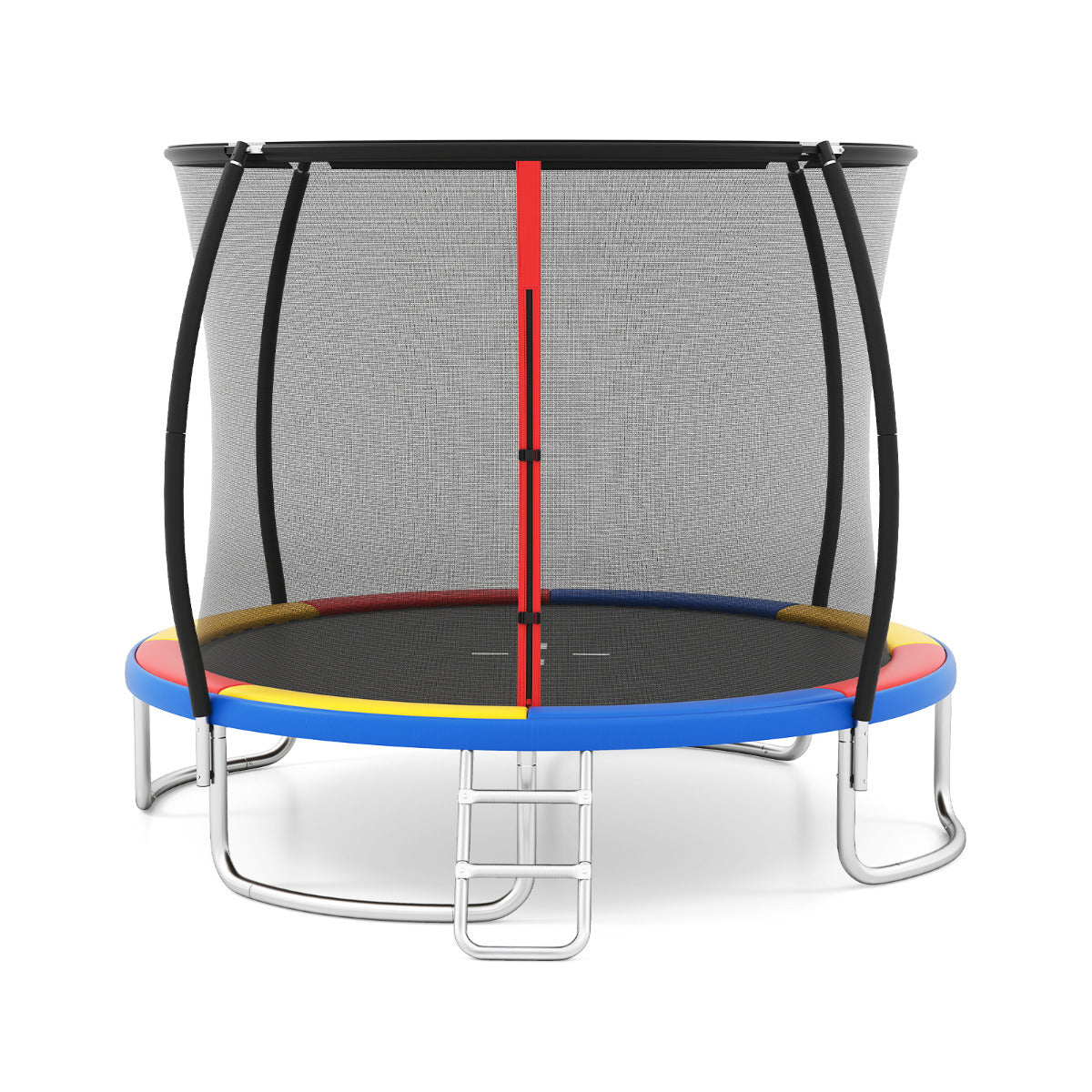 10FT Outdoor Trampoline with Safety Enclosure Net-Colourful