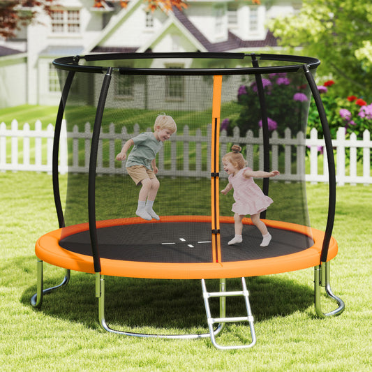 10FT Outdoor Trampoline with Safety Enclosure Net-Orange