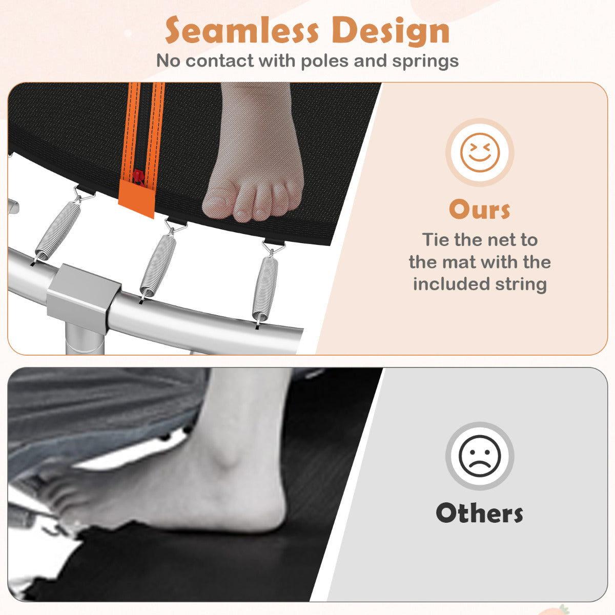 10FT Outdoor Trampoline with Safety Enclosure Net-Orange