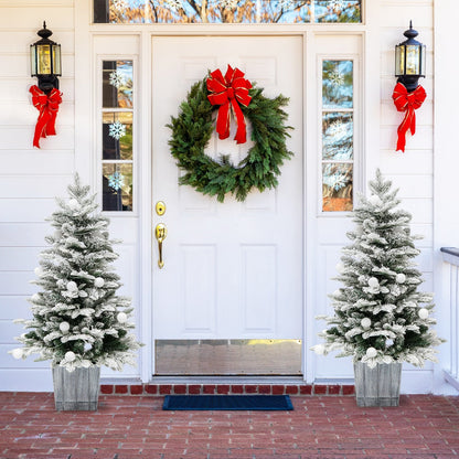 110 cm Pre-Lit Christmas Tree with Colorful LED Lights and Snow Flocked Leaves