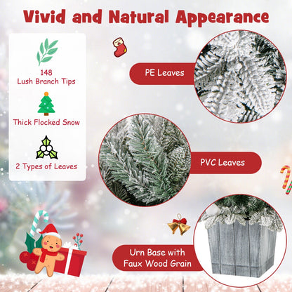 110 cm Pre-Lit Christmas Tree with Colorful LED Lights and Snow Flocked Leaves