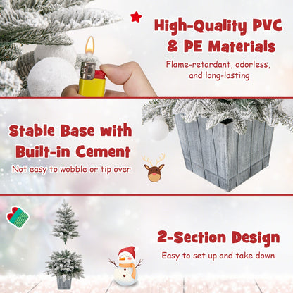 110 cm Pre-Lit Christmas Tree with Colorful LED Lights and Snow Flocked Leaves