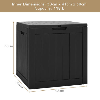 118L Outdoor Storage Box, Multipurpose Weatherproof Container, Black