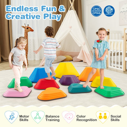 11 Pieces Indoor and Outdoor Balance Stepping Stones for Kids-Colourful