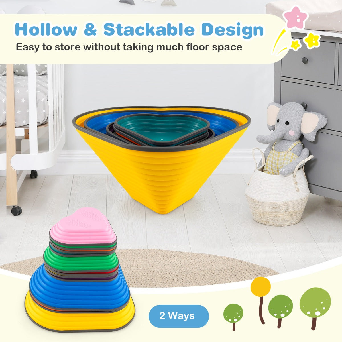 11 Pieces Indoor and Outdoor Balance Stepping Stones for Kids-Colourful