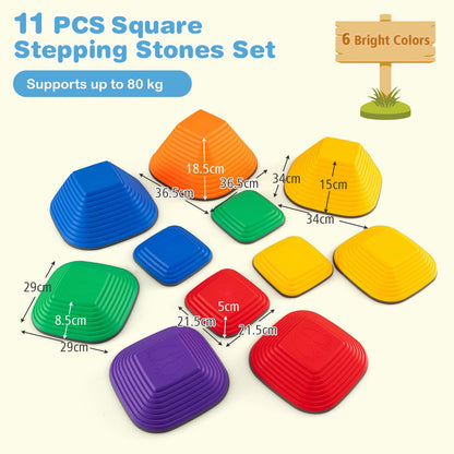 11-Piece Multicolour Kids Stepping Stones Set with Non-Slip Design