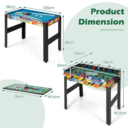 12-in-1 Multi-Game Table Set with Foosball, Billiards & More for Home or Bar