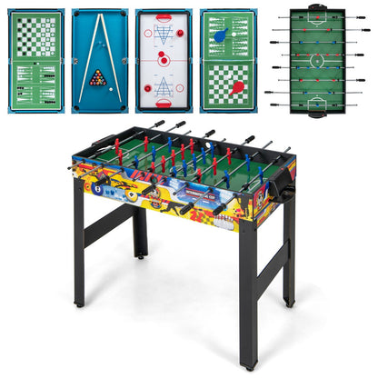 12-in-1 Multi-Game Table Set with Foosball, Billiards & More for Home or Bar
