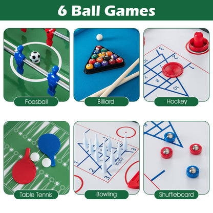 12-in-1 Multi-Game Table Set with Foosball, Billiards & More for Home or Bar