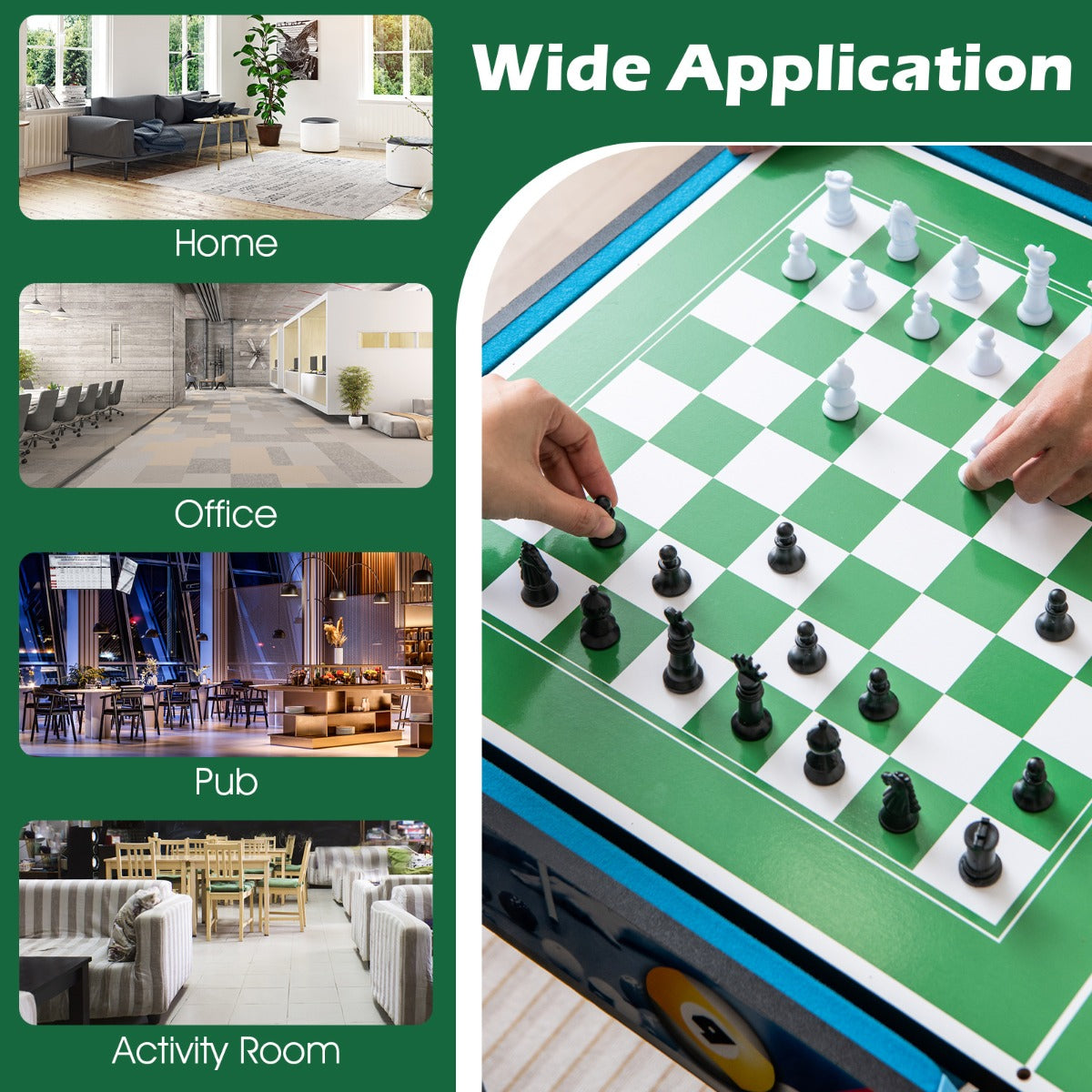 12-in-1 Multi-Game Table Set with Foosball, Billiards & More for Home or Bar