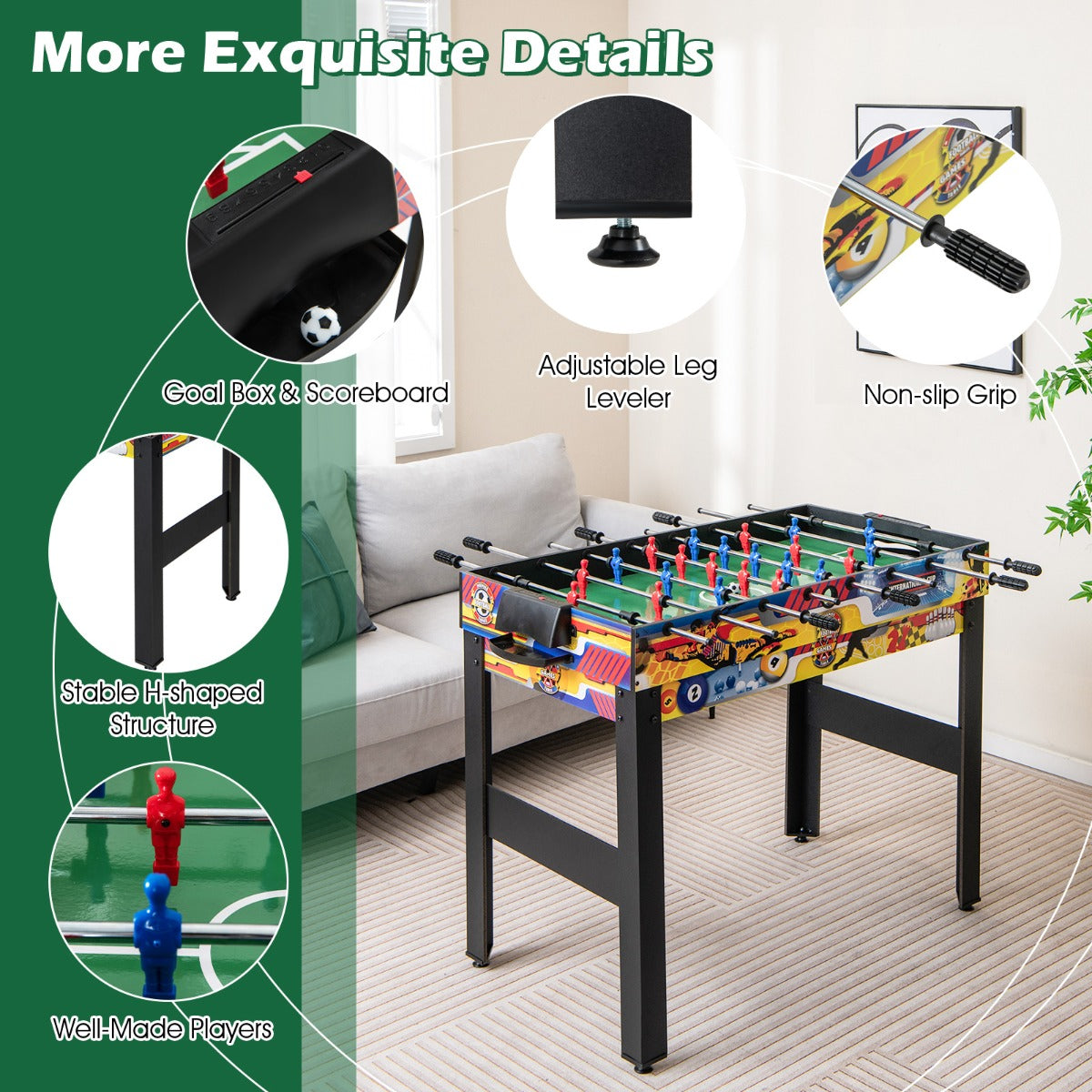 12-in-1 Multi-Game Table Set with Foosball, Billiards & More for Home or Bar