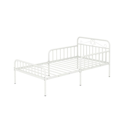 Costway Extendable Metal Daybed with Trundle for Adults-White