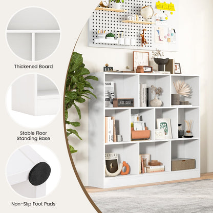 10-Cube Freestanding Bookshelf with Anti-Tipping Kits, 120 cm - White