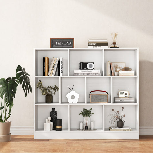 Costway 120 CM 10-Cube Freestanding Bookshelf with 2 Anti-Tipping Kits-White