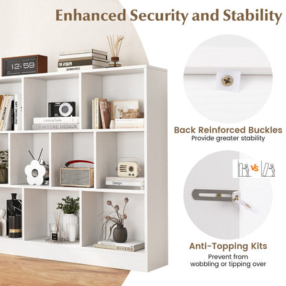 10-Cube Freestanding Bookshelf with Anti-Tipping Kits, 120 cm - White