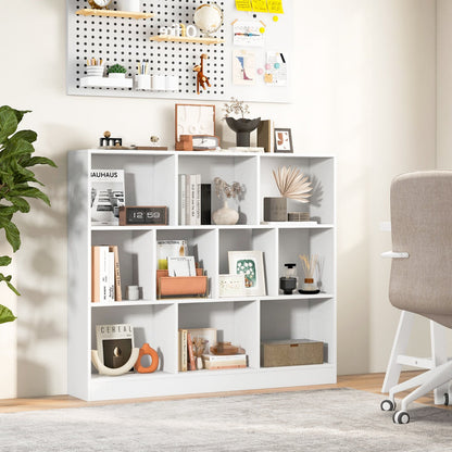10-Cube Freestanding Bookshelf with Anti-Tipping Kits, 120 cm - White