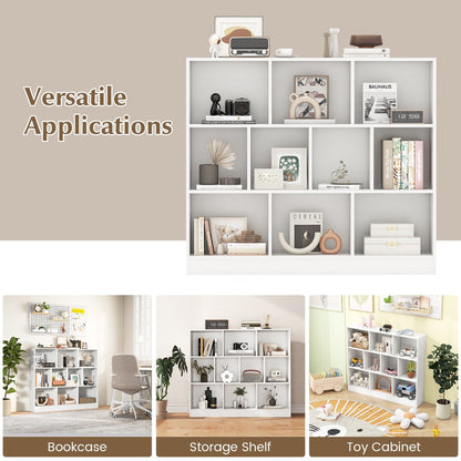 10-Cube Freestanding Bookshelf with Anti-Tipping Kits, 120 cm - White
