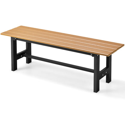 Costway 120cm 2-Person Outdoor Bench with Slatted Seat-Brown