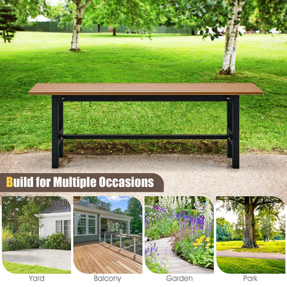 Costway 120cm 2-Person Outdoor Bench with Slatted Seat-Brown