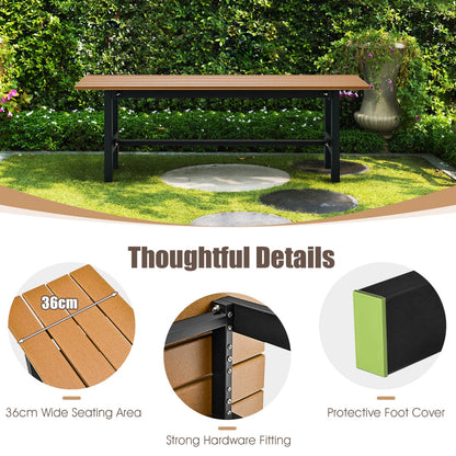 Costway 120cm 2-Person Outdoor Bench with Slatted Seat-Brown
