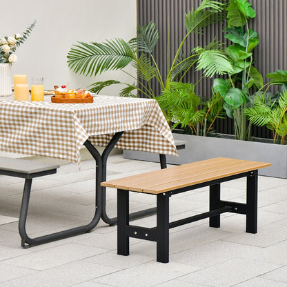 Costway 120cm 2-Person Outdoor Bench with Slatted Seat-Brown