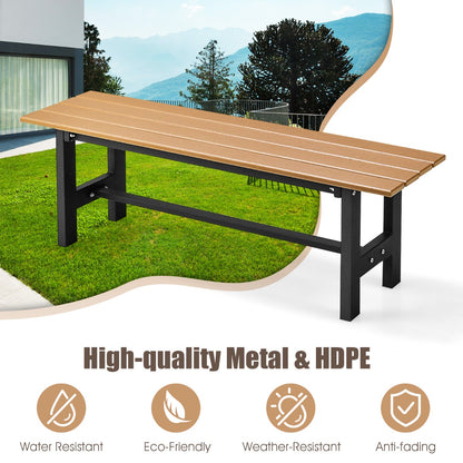 Costway 120cm 2-Person Outdoor Bench with Slatted Seat-Brown